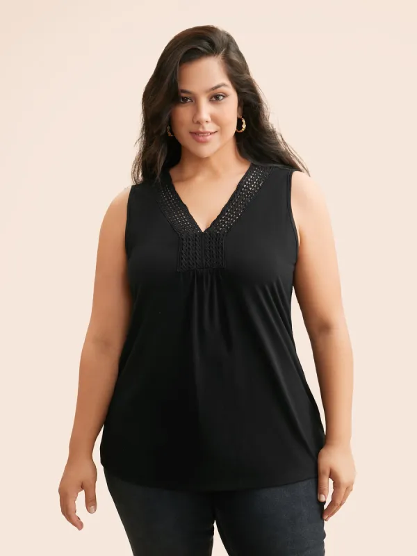 Solid Woven Ribbon Gathered Tank Top sold by Bloomchic