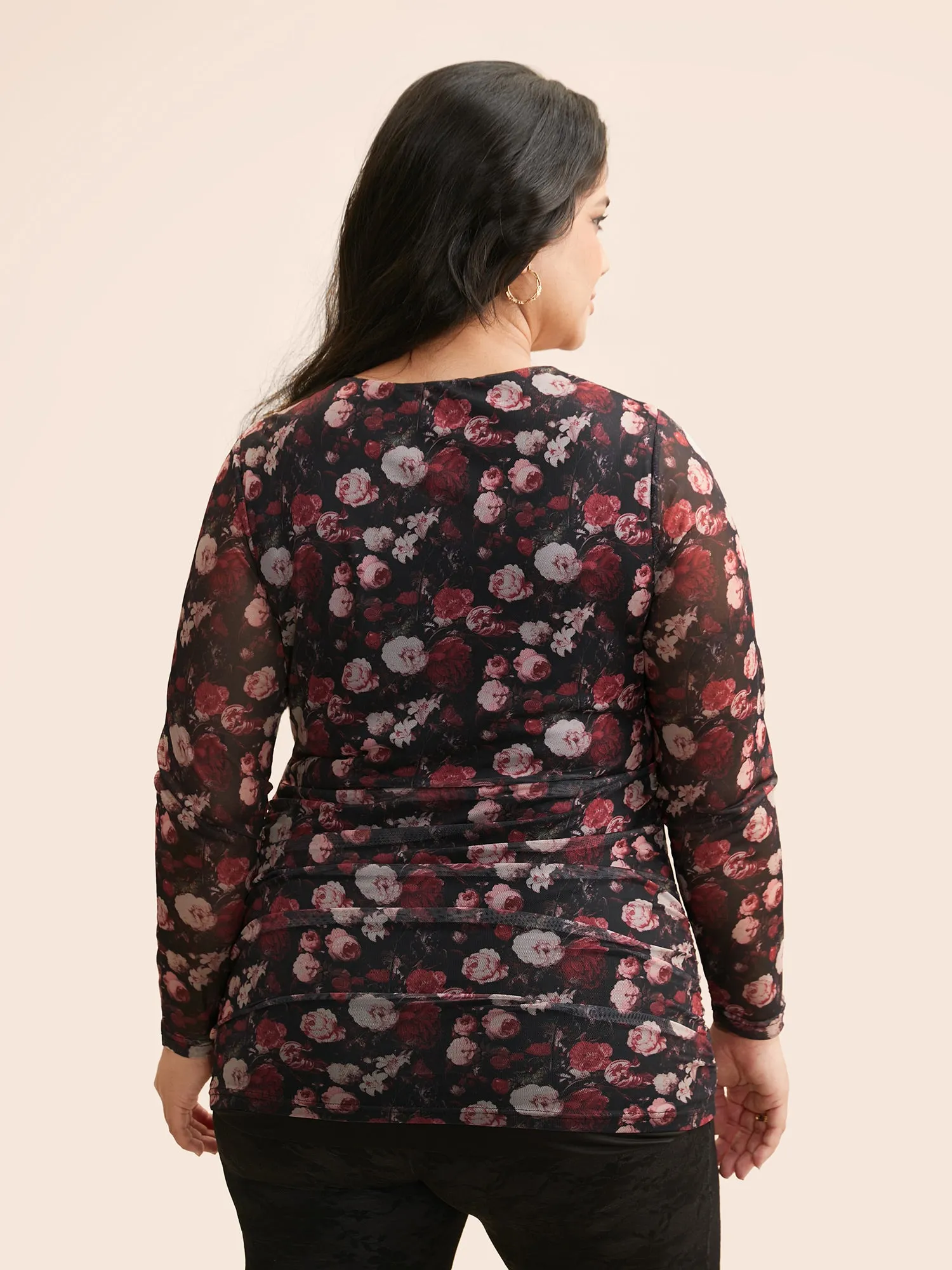 Floral V Neck Gathered T-shirt sold by Bloomchic product image thumbnail 5