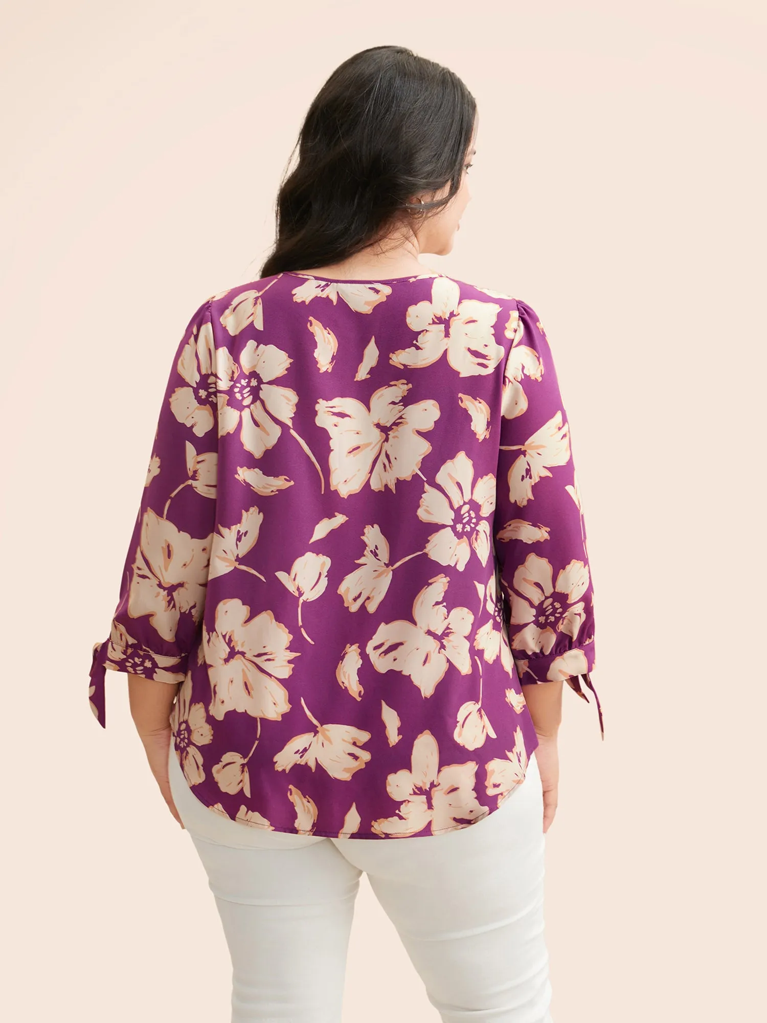 V Neck Tie Knot Gathered Blouse sold by Bloomchic product image thumbnail 4
