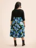 Round Neck Floral Patchwork Belted Dress sold by Bloomchic