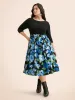 Round Neck Floral Patchwork Belted Dress sold by Bloomchic