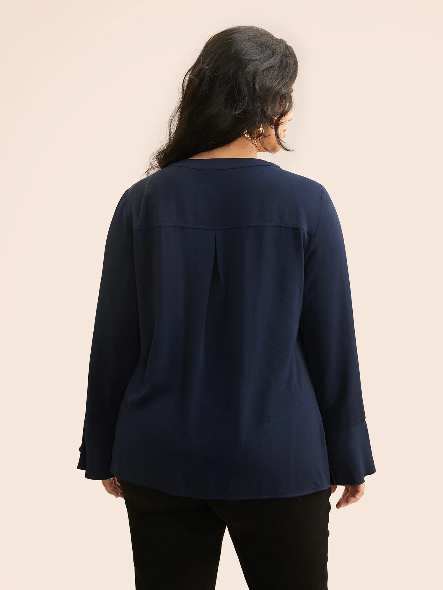 Solid Cut Out Ruffle Trim Blouse sold by Bloomchic product image thumbnail 4