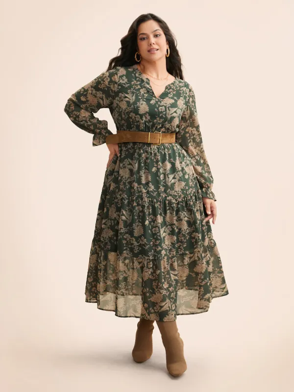 Floral Shirred Ruffles See Through Dress sold by Bloomchic