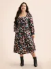 Floral Square Neck Lantern Sleeve Dress sold by Bloomchic