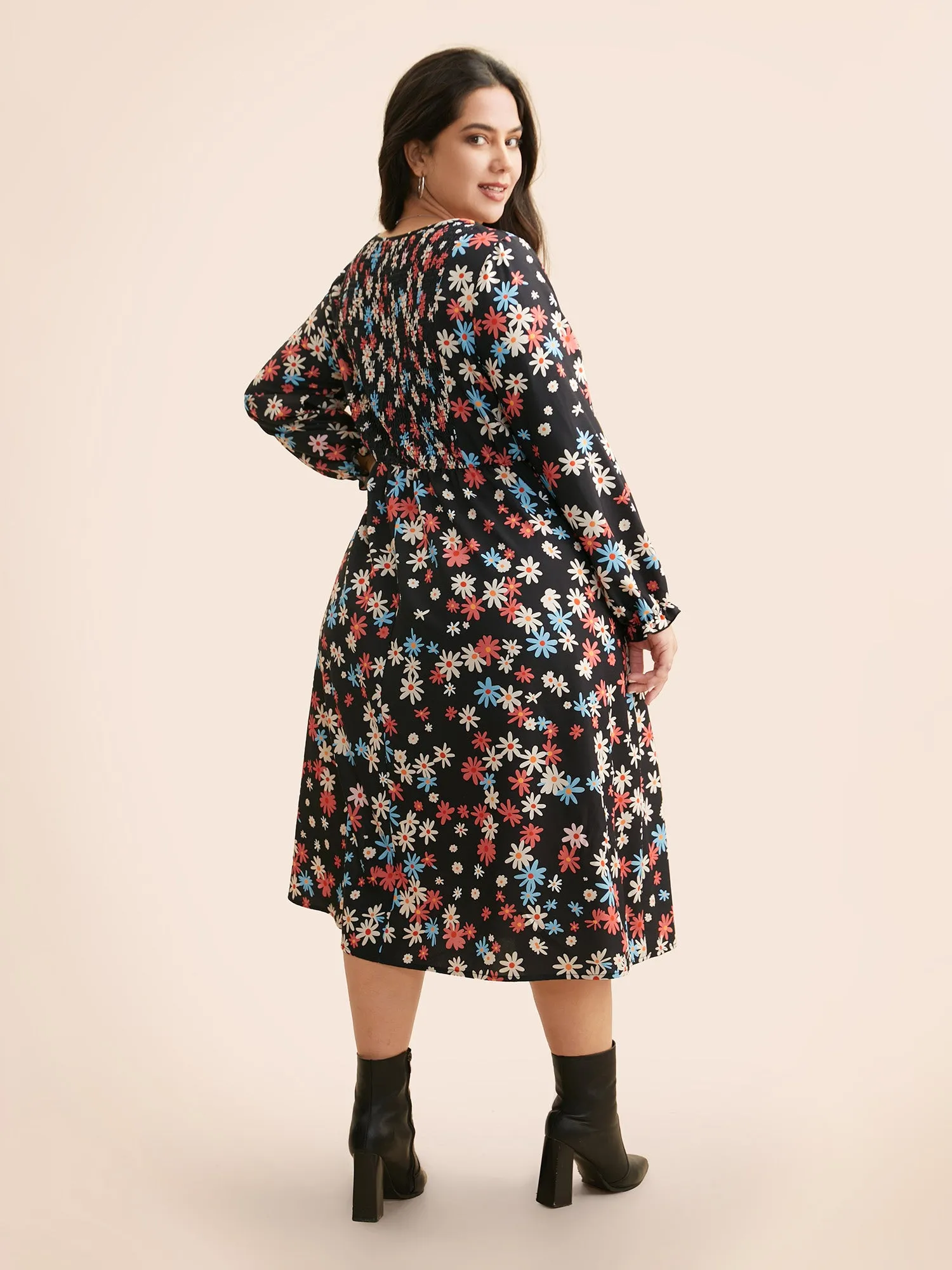 Floral Square Neck Lantern Sleeve Dress sold by Bloomchic product image thumbnail 4