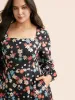 Floral Square Neck Lantern Sleeve Dress sold by Bloomchic