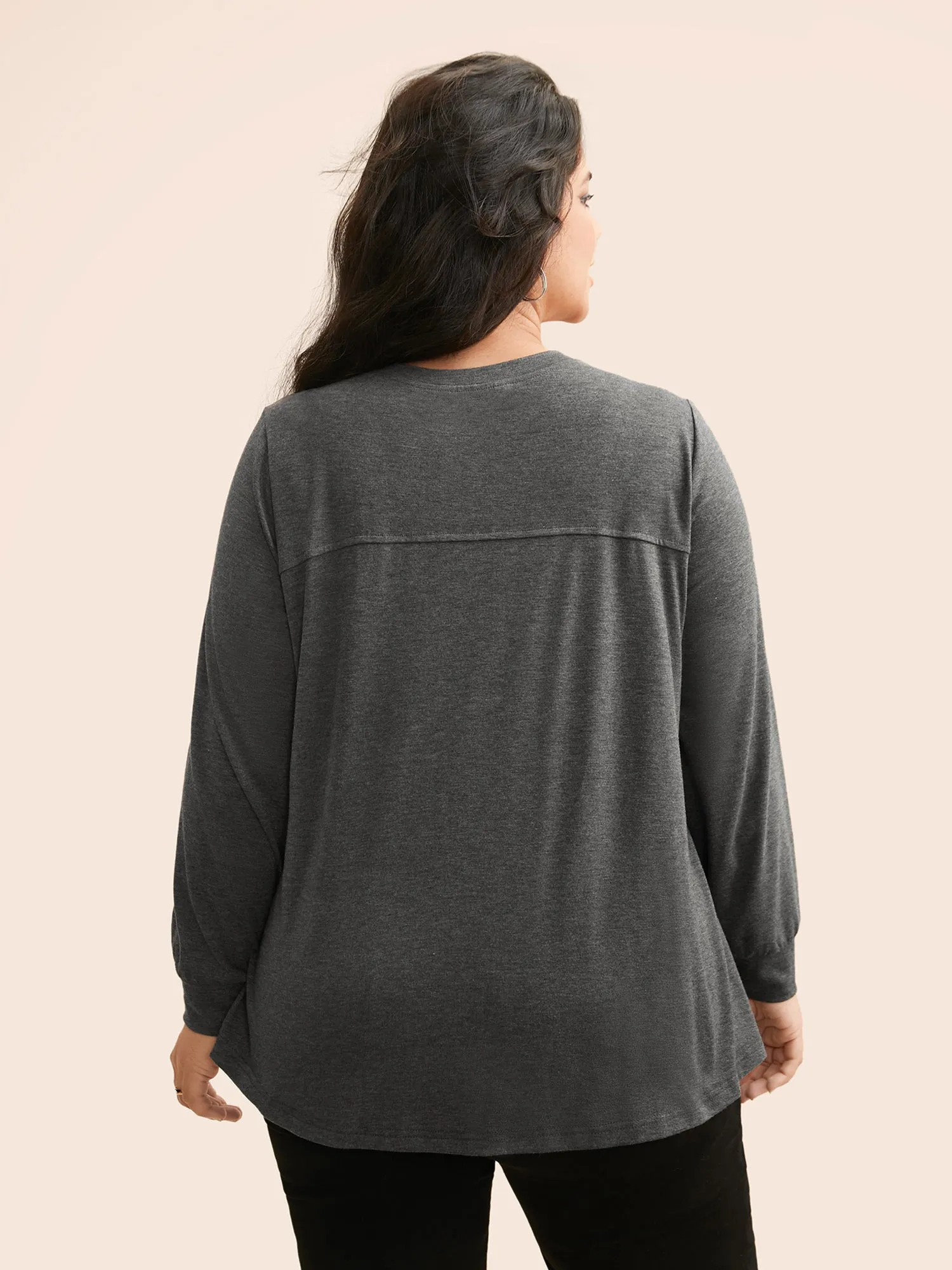 Solid Round Neck Gathered T-shirt sold by Bloomchic product image thumbnail 4