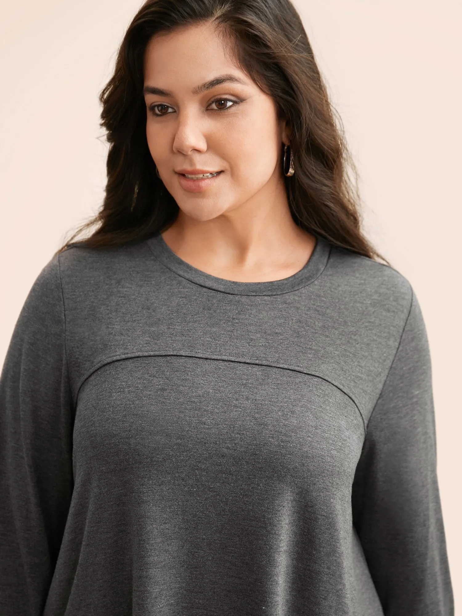 Solid Round Neck Gathered T-shirt sold by Bloomchic product image thumbnail 3