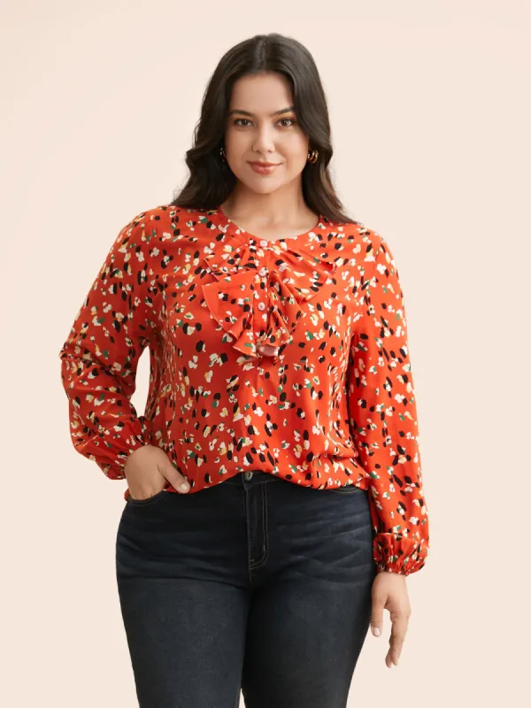 Leopard Print Ruffles Gathered Blouse sold by Bloomchic