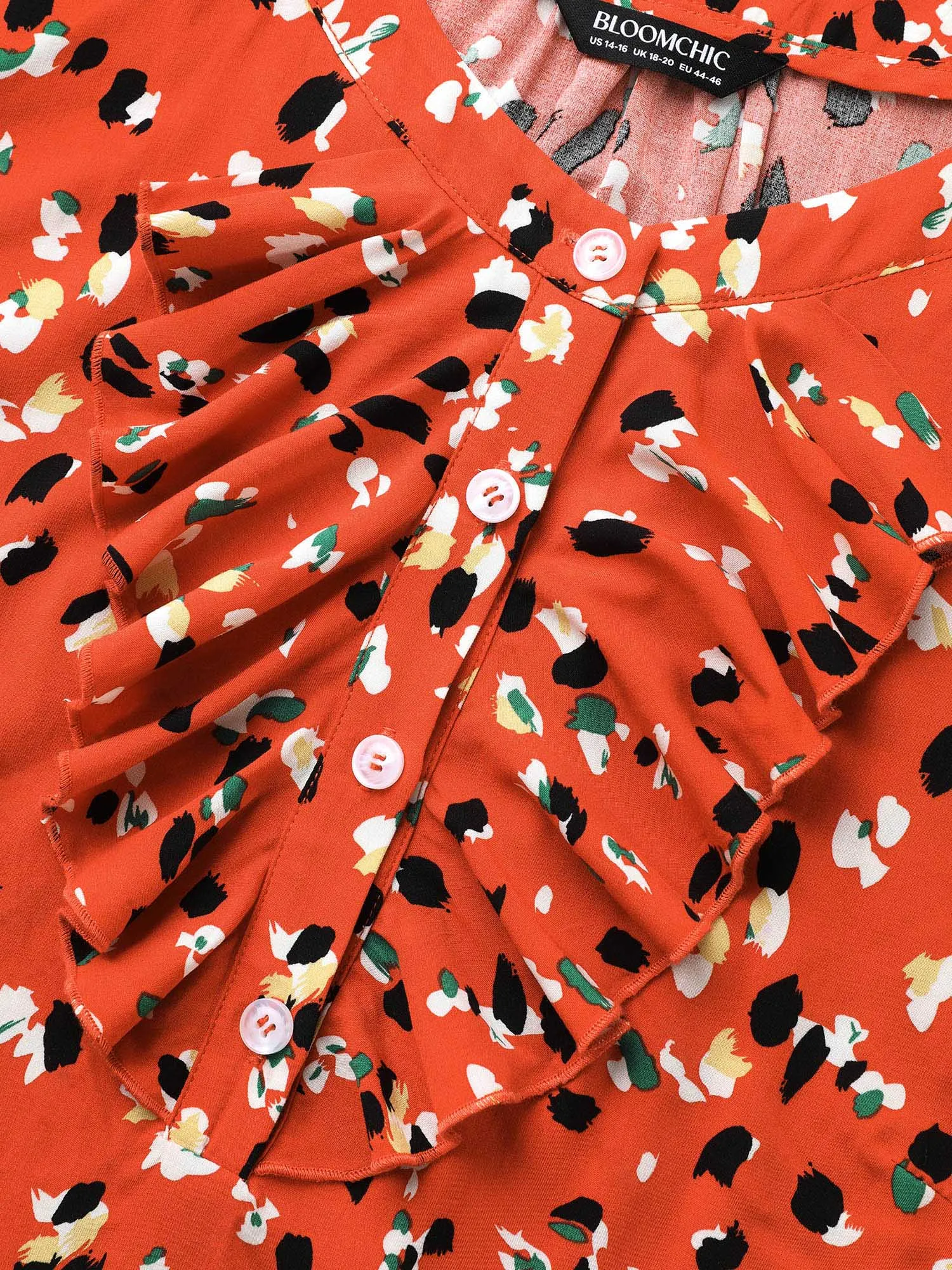 Leopard Print Ruffles Gathered Blouse sold by Bloomchic product image thumbnail 5