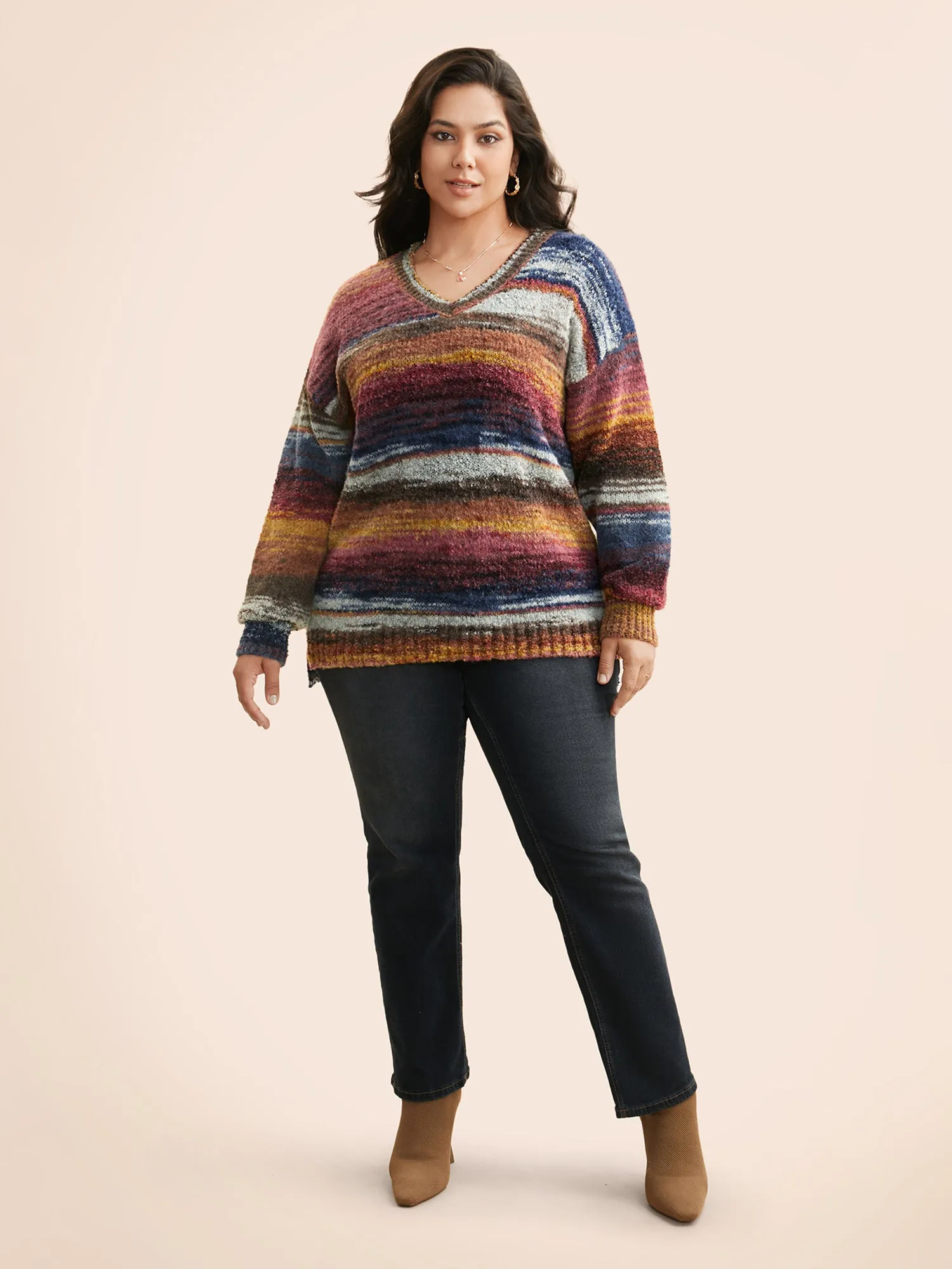 Ombre Contrast Slit Hem Pullover sold by Bloomchic product image thumbnail 3