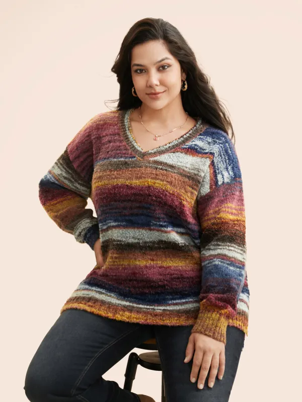 Ombre Contrast Slit Hem Pullover sold by Bloomchic