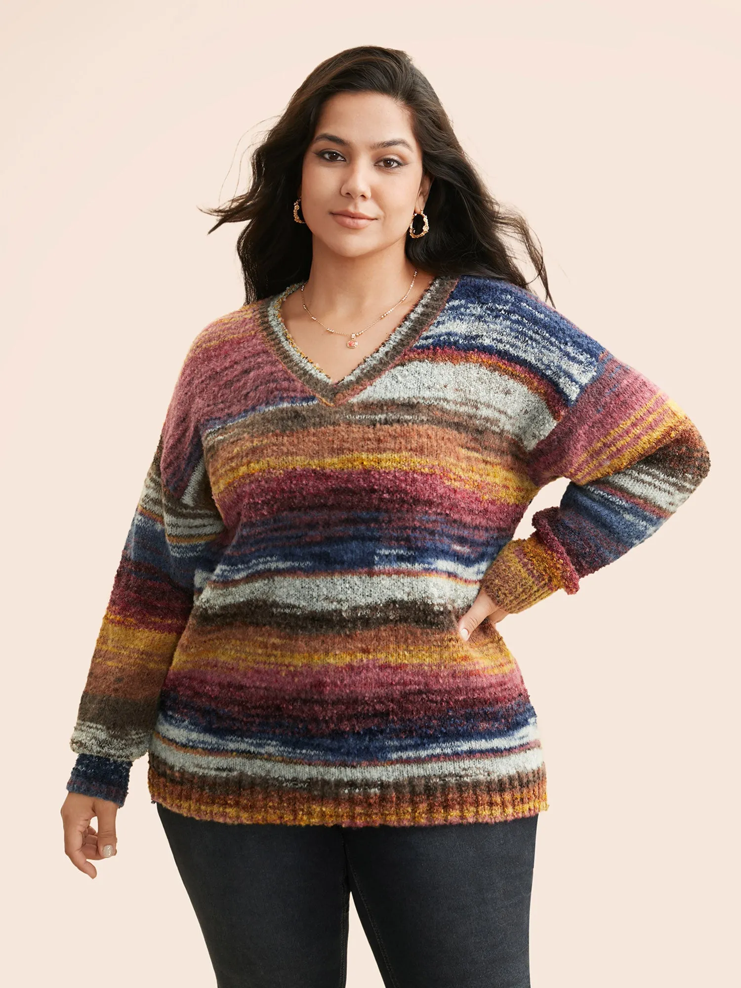 Ombre Contrast Slit Hem Pullover sold by Bloomchic product image thumbnail 5