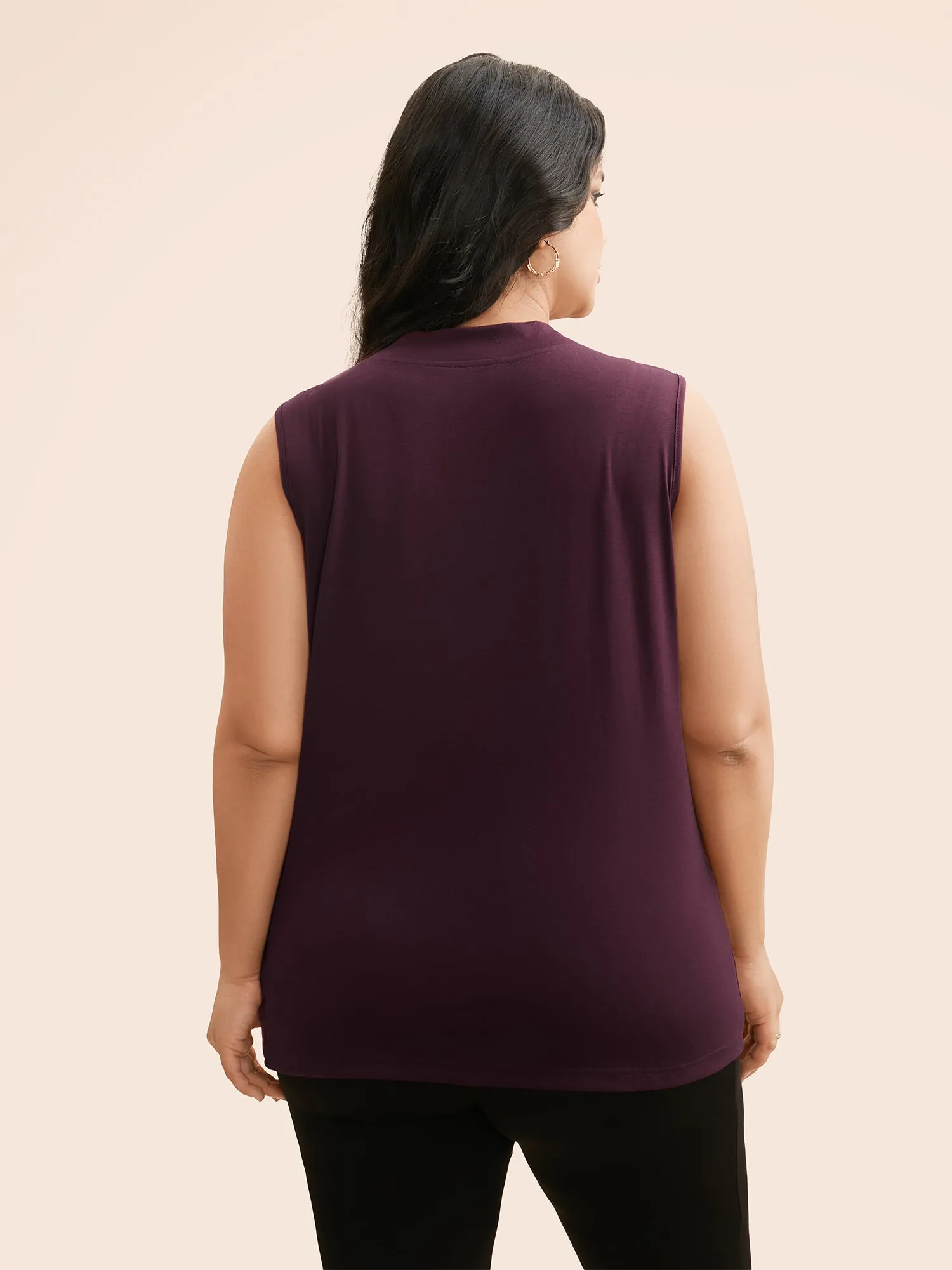 Solid Cowl Neck Pleated Tank Top sold by Bloomchic product image thumbnail 4