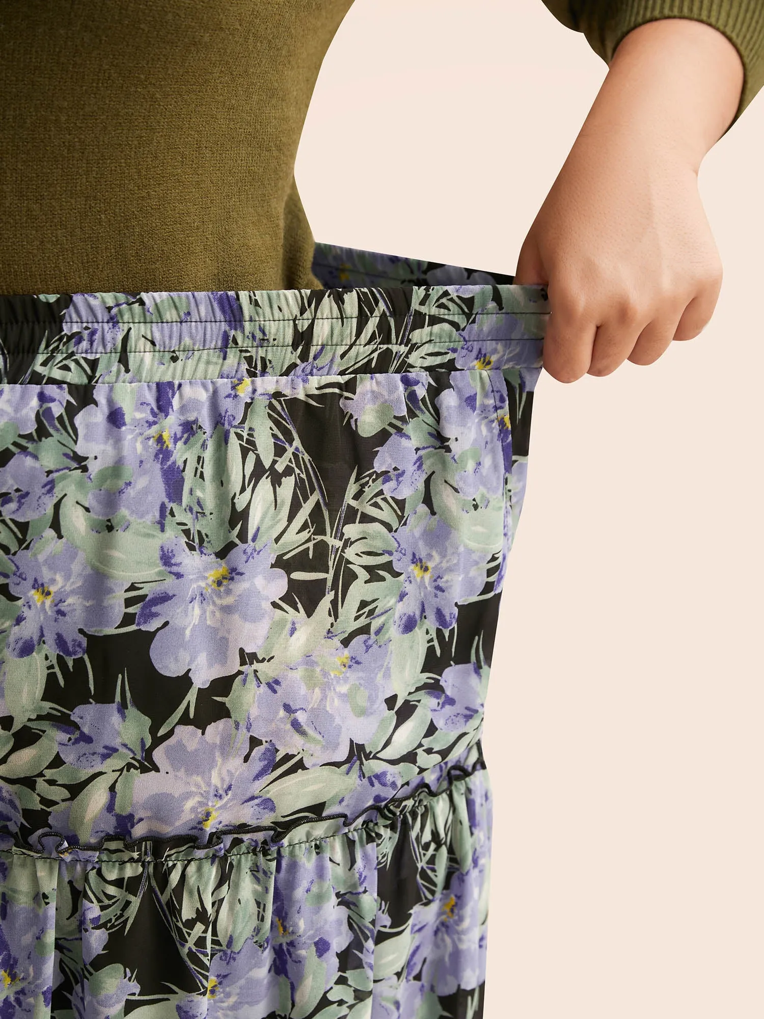 Floral Ruffle Layered Hem Skirt sold by Bloomchic product image thumbnail 4