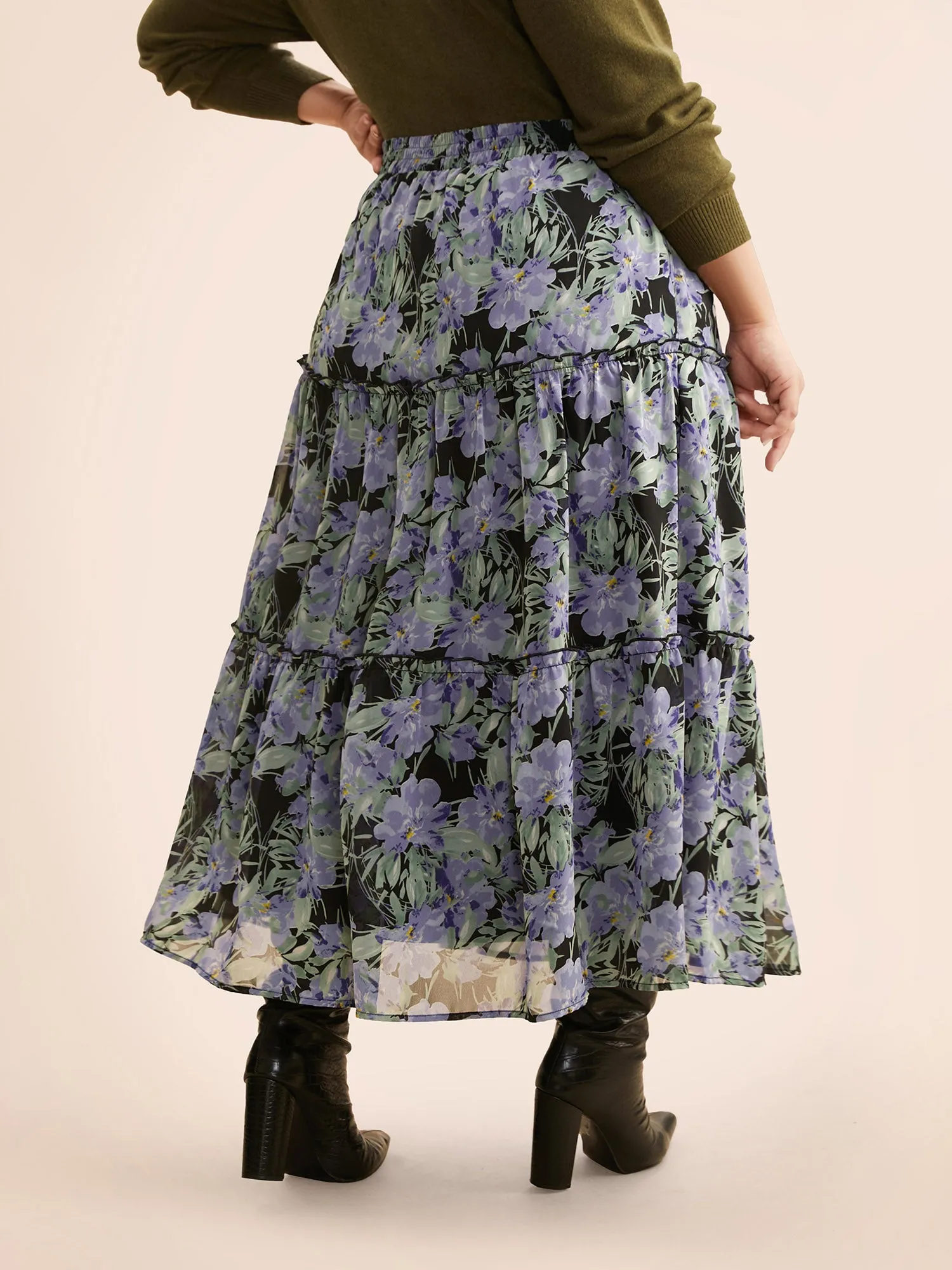 Floral Ruffle Layered Hem Skirt sold by Bloomchic product image thumbnail 3