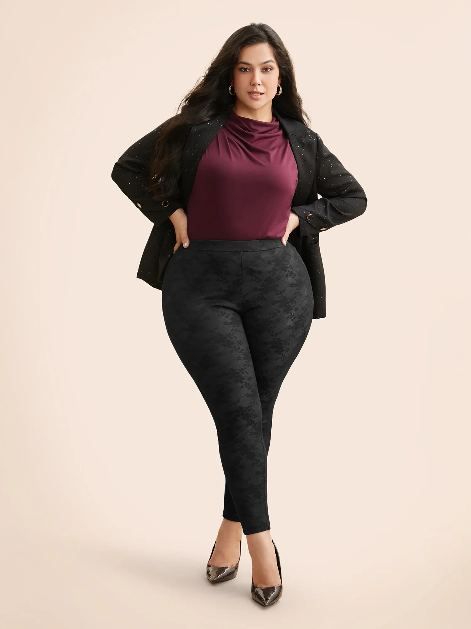 Floral Medium Stretch Skinny Leggings sold by Bloomchic product image thumbnail 2