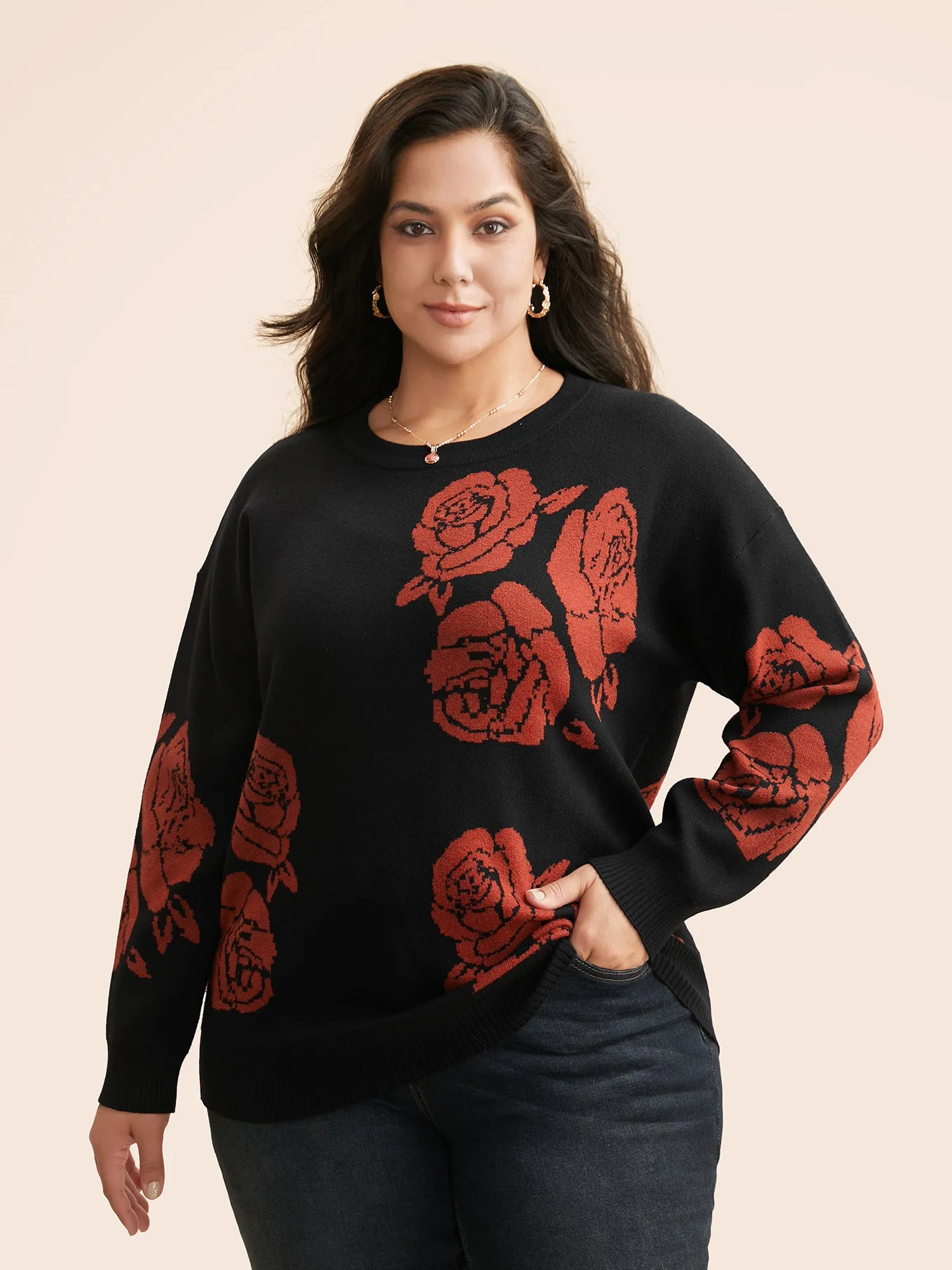 Supersoft Essentials Round Neck Floral Print Pullover sold by Bloomchic