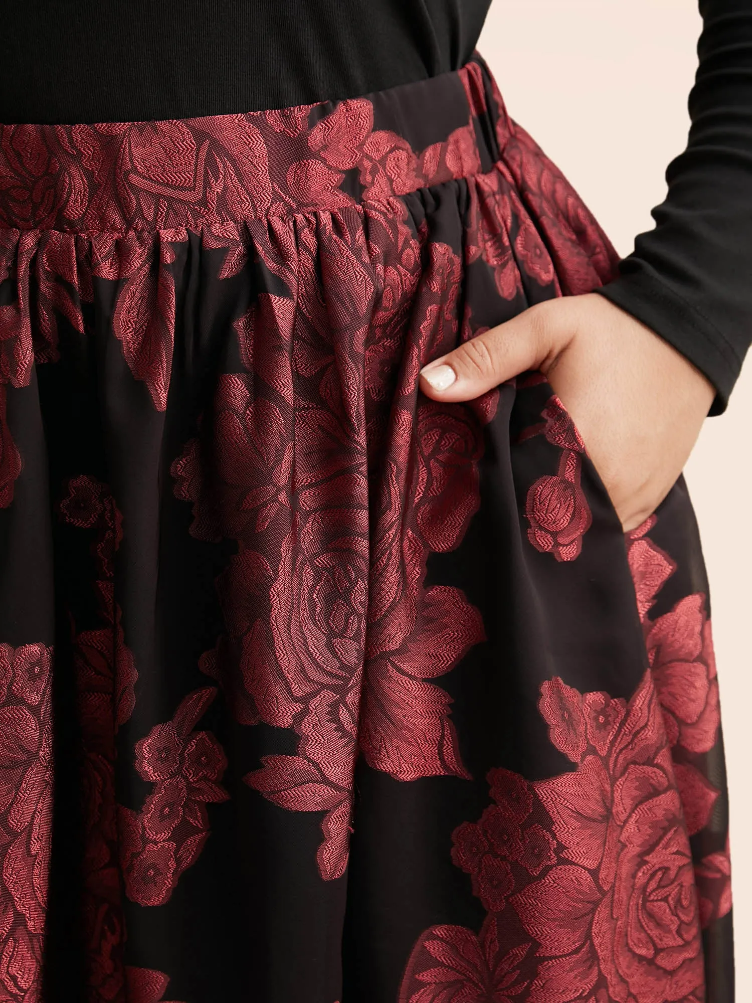 Floral Elastic Waist Pocket Skirt sold by Bloomchic product image thumbnail 4