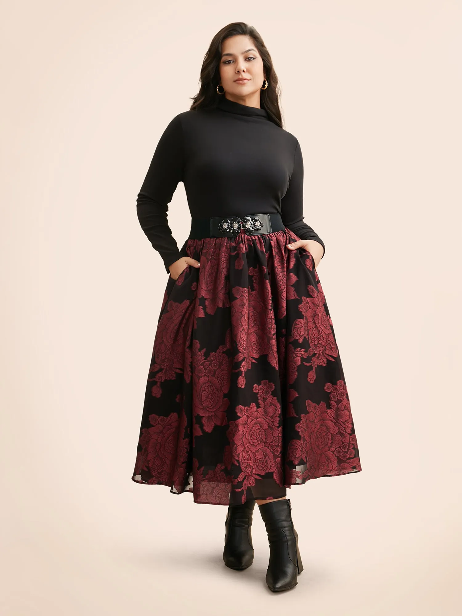 Floral Elastic Waist Pocket Skirt sold by Bloomchic product image thumbnail 2