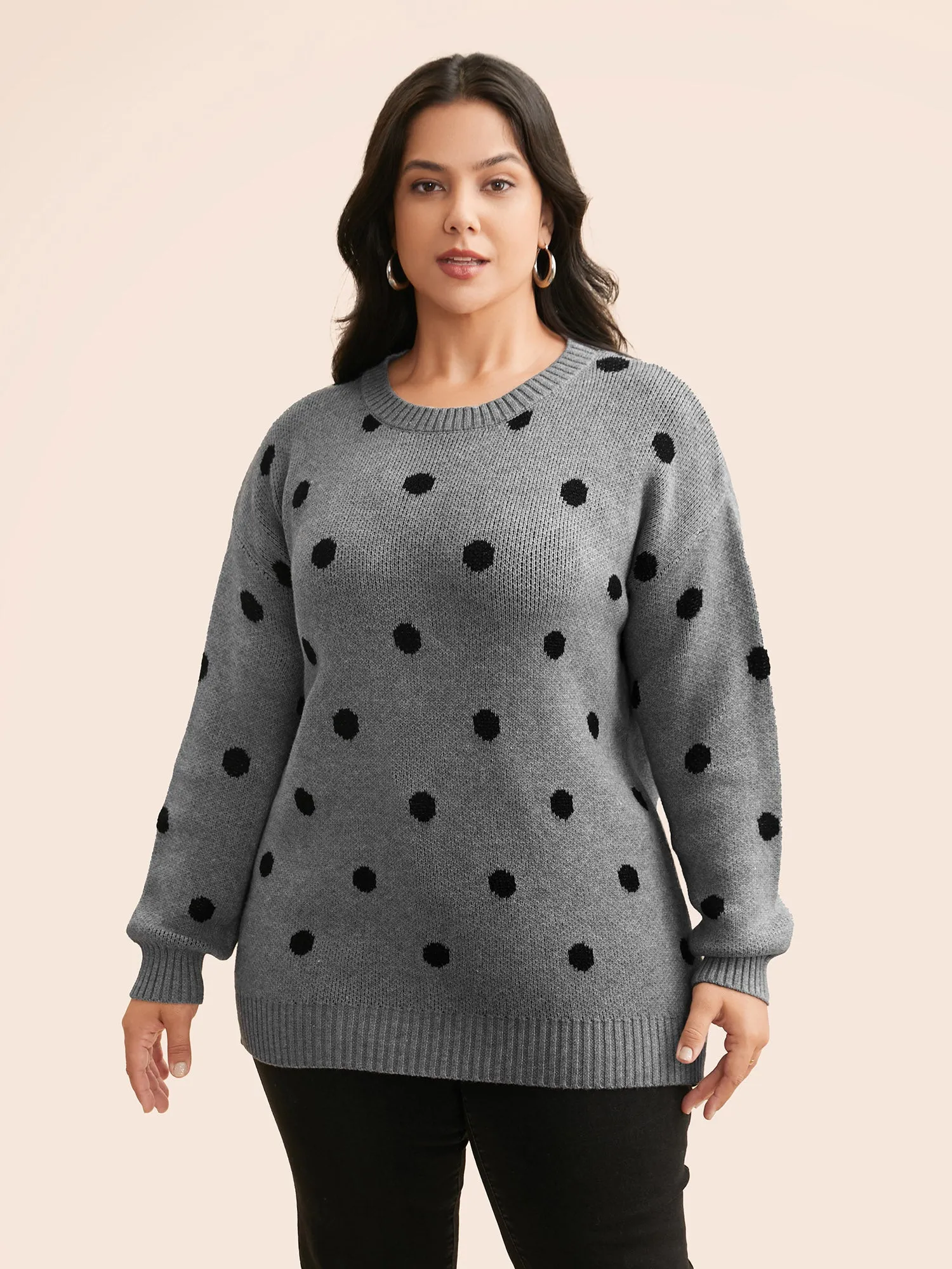 Polka Dot Drop Shoulder Sleeve Pullover sold by Bloomchic product image thumbnail 3