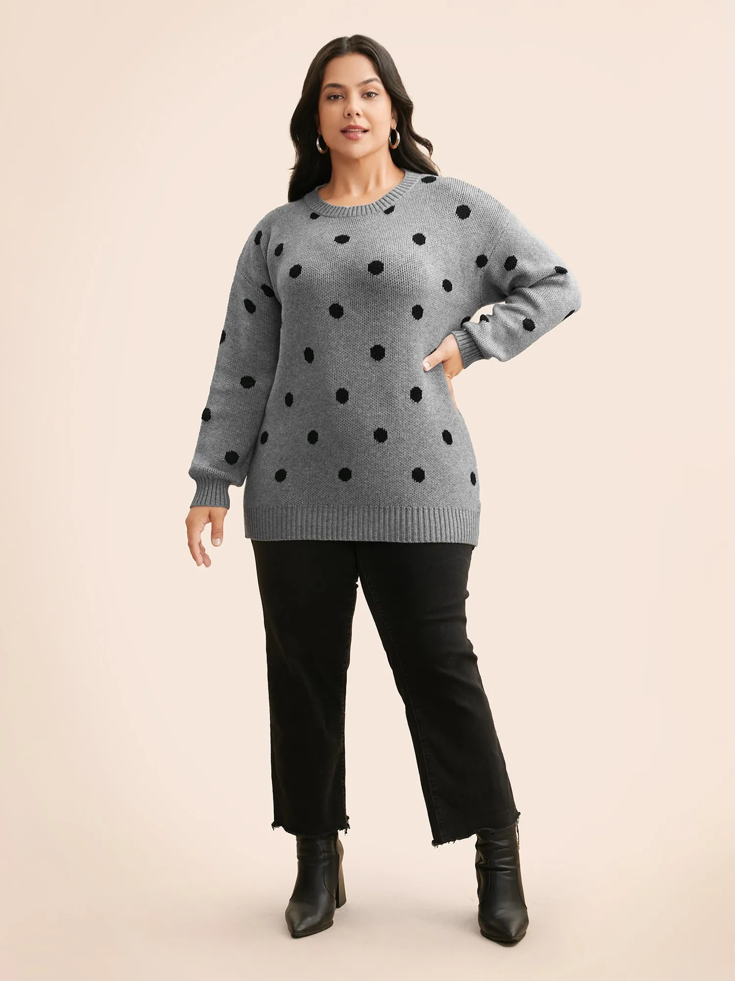 Polka Dot Drop Shoulder Sleeve Pullover sold by Bloomchic product image thumbnail 4