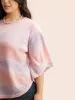 Ombre Round Neck Curved Hem Pullover sold by Bloomchic