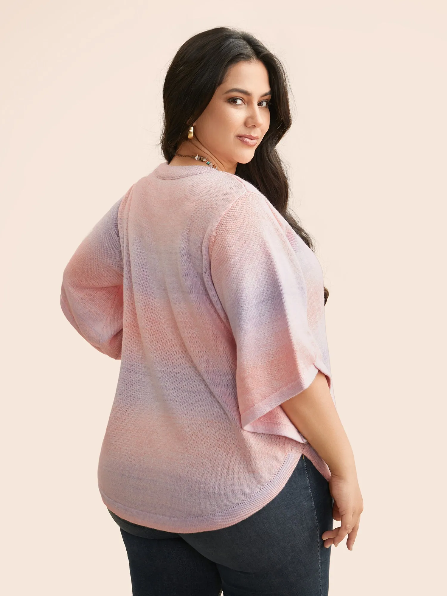 Ombre Round Neck Curved Hem Pullover sold by Bloomchic product image thumbnail 2