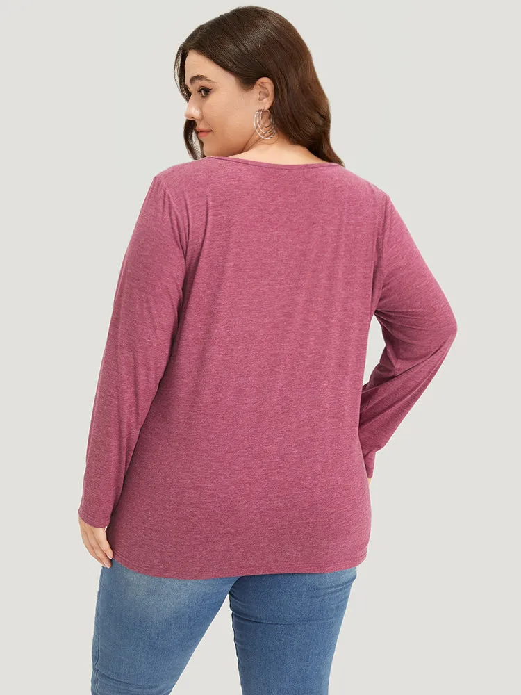 Plain V Neck Line Button Detail T-shirt sold by Bloomchic product image thumbnail 2