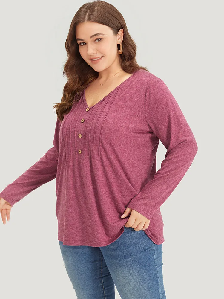 Plain V Neck Line Button Detail T-shirt sold by Bloomchic product image thumbnail 5