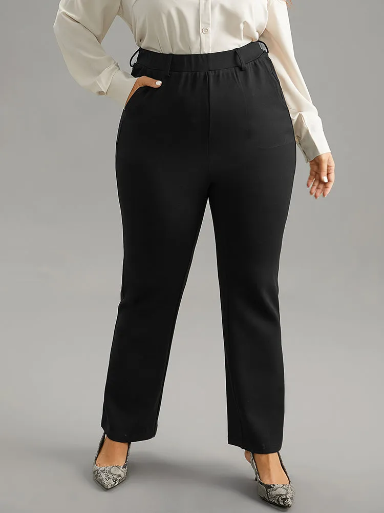 Solid Very Stretchy High Rise Bootcut Thick Pants sold by Bloomchic