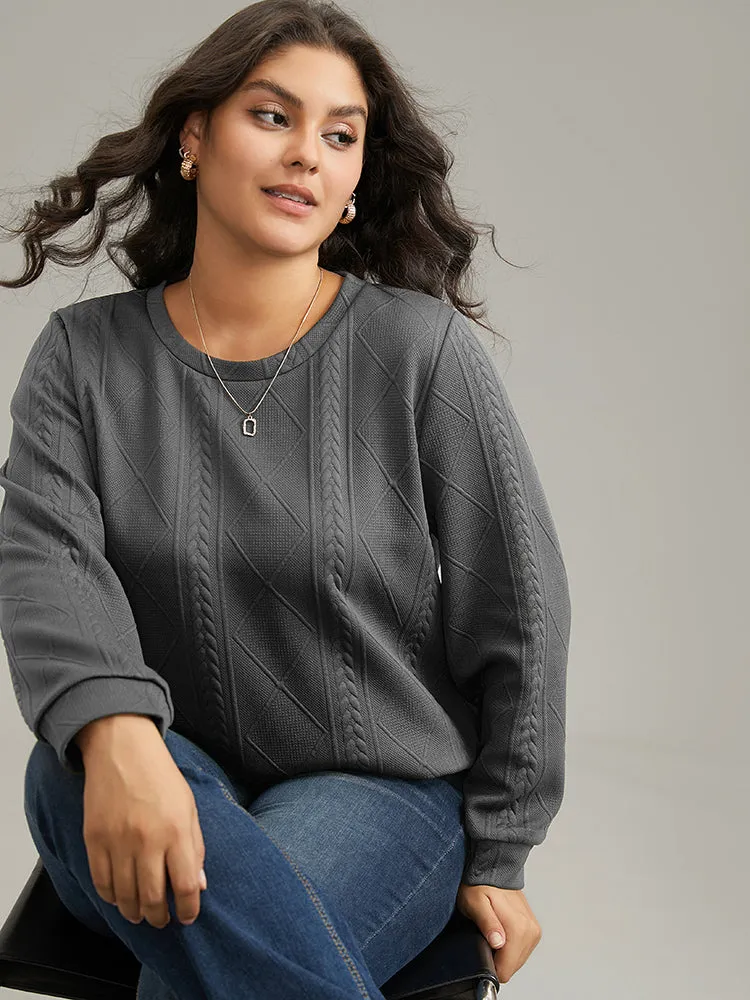 Plain Textured Round Neck Sweatshirt sold by Bloomchic product image thumbnail 4
