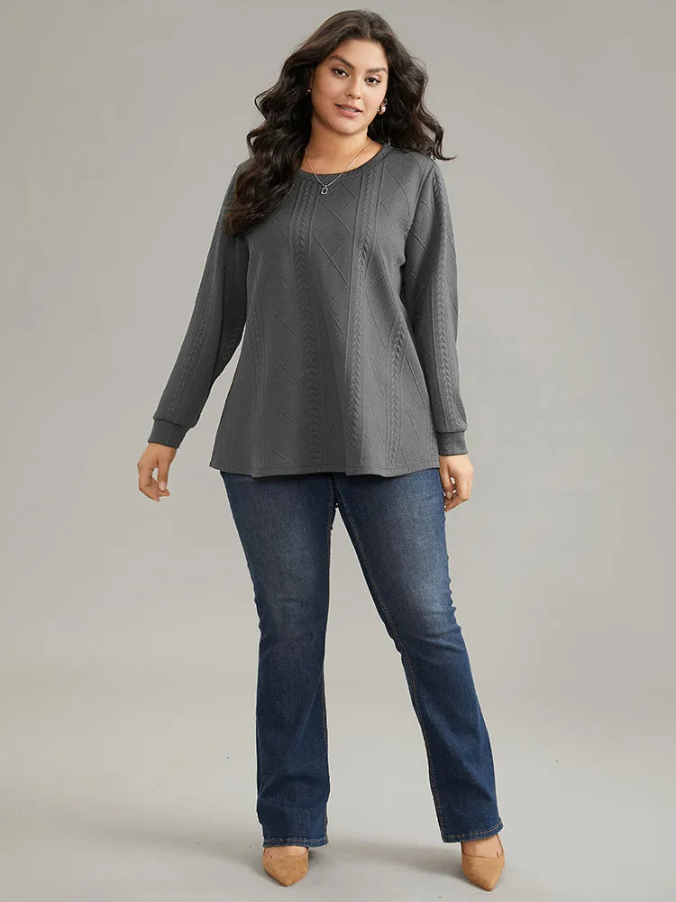 Plain Textured Round Neck Sweatshirt sold by Bloomchic product image thumbnail 3
