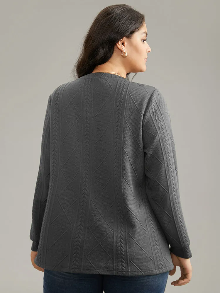 Plain Textured Round Neck Sweatshirt sold by Bloomchic product image thumbnail 2