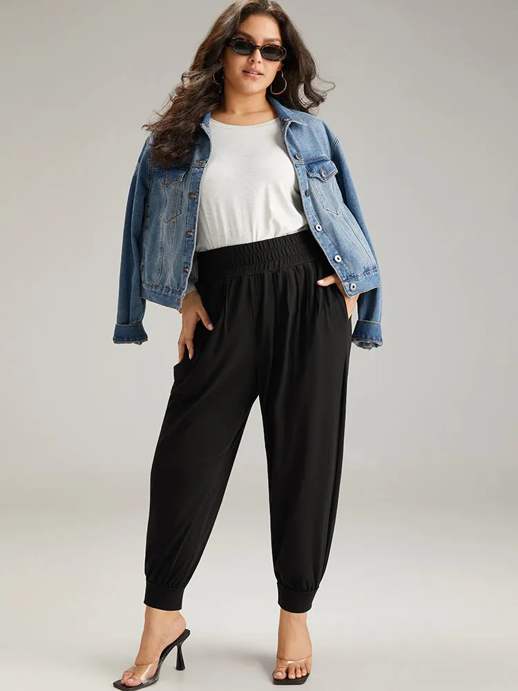 Solid Shirred Pocket Harem Sweatpants sold by Bloomchic product image thumbnail 3