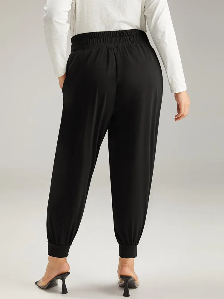 Solid Shirred Pocket Harem Sweatpants sold by Bloomchic product image thumbnail 4