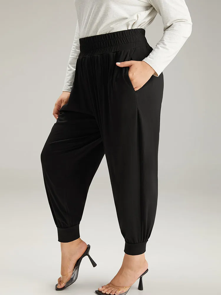 Solid Shirred Pocket Harem Sweatpants sold by Bloomchic product image thumbnail 2