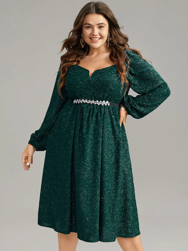 Plain Textured Gathered Square Neck Dress sold by Bloomchic