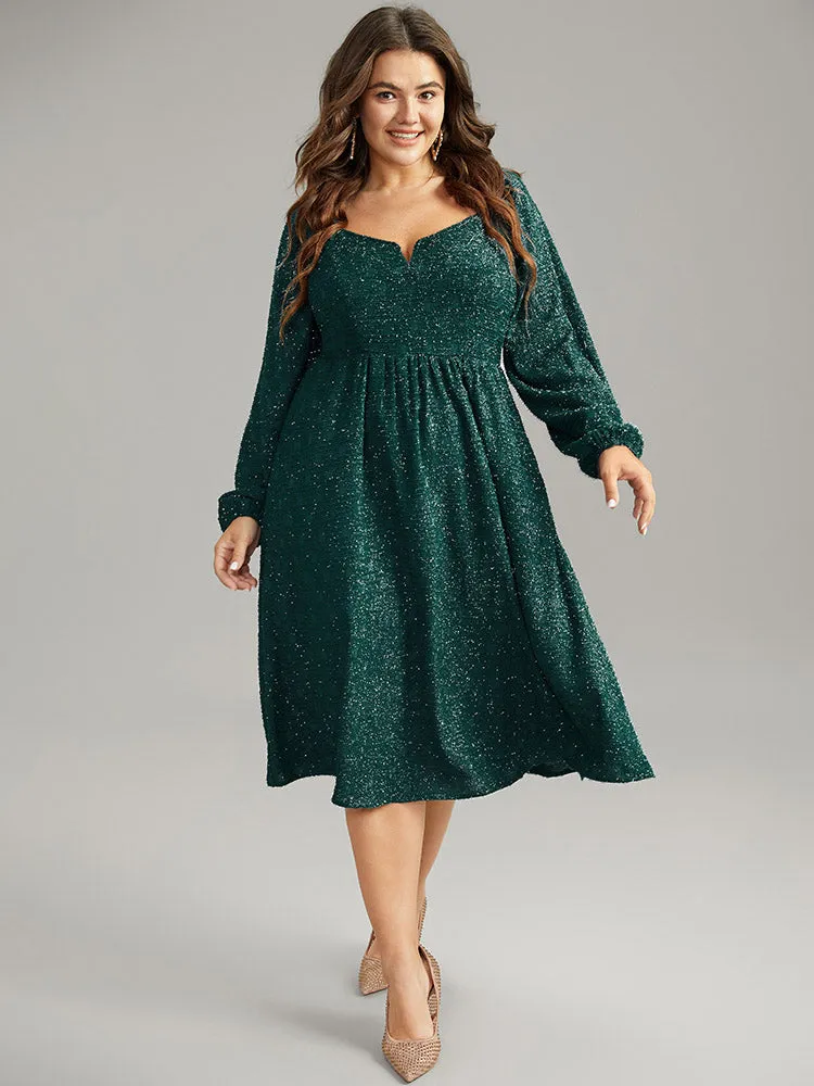 Plain Textured Gathered Square Neck Dress sold by Bloomchic product image thumbnail 3