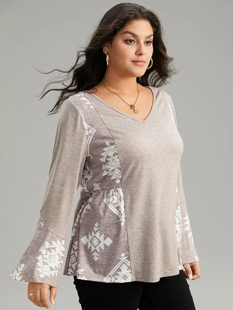 Floral Print Bell Sleeve V Neck T-shirt sold by Bloomchic product image thumbnail 3
