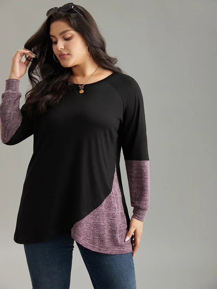 Two Tone Patchwork Heather Arc Hem T-shirt sold by Bloomchic product image thumbnail 5