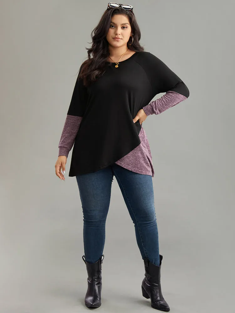 Two Tone Patchwork Heather Arc Hem T-shirt sold by Bloomchic product image thumbnail 4