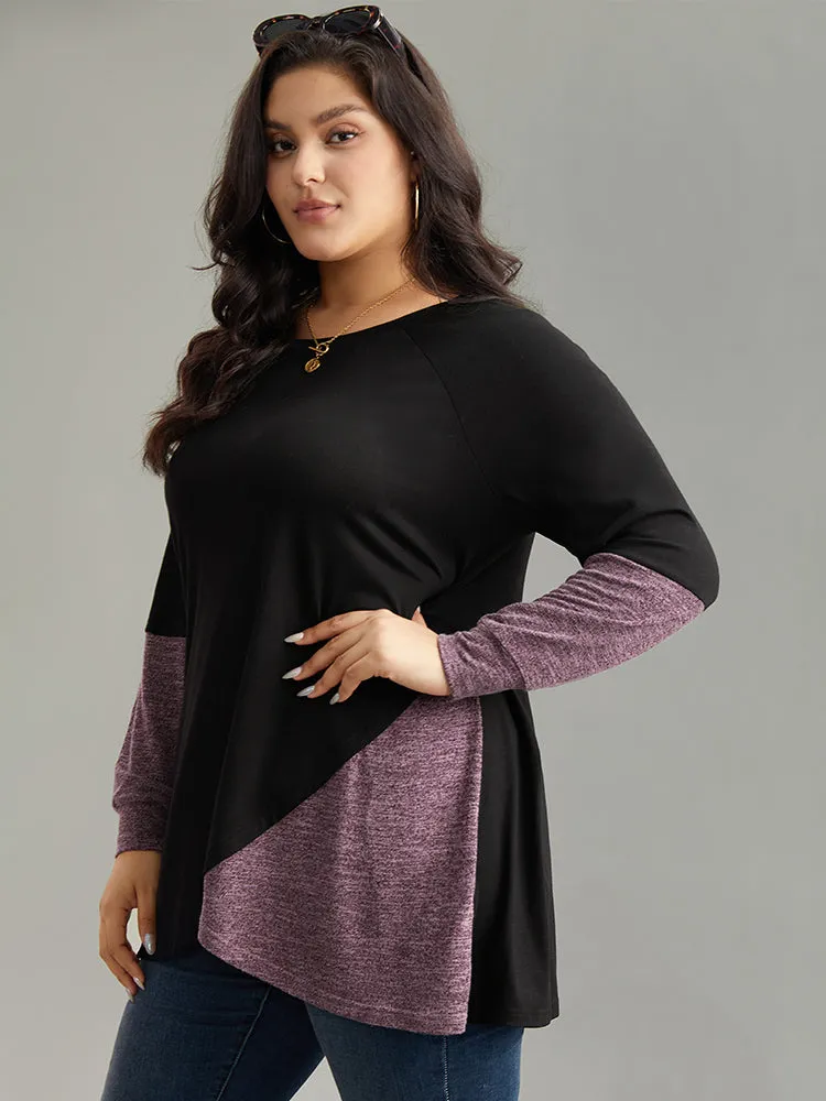 Two Tone Patchwork Heather Arc Hem T-shirt sold by Bloomchic product image thumbnail 3