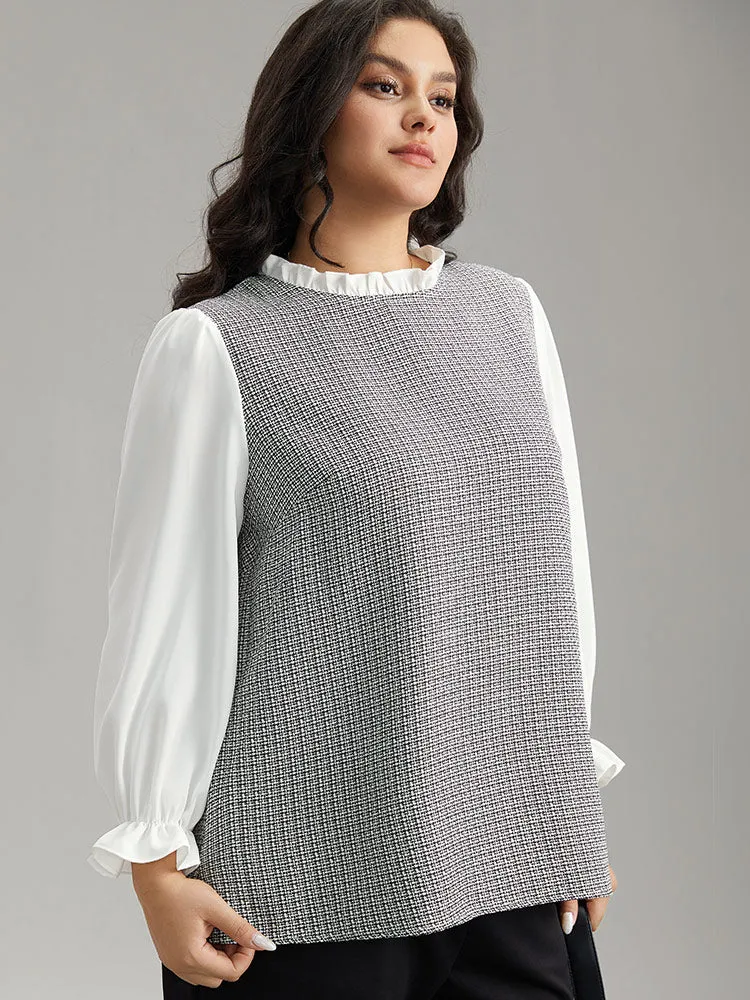 Gingham Ruffles Patchwork Frill Trim Blouse sold by Bloomchic product image thumbnail 3