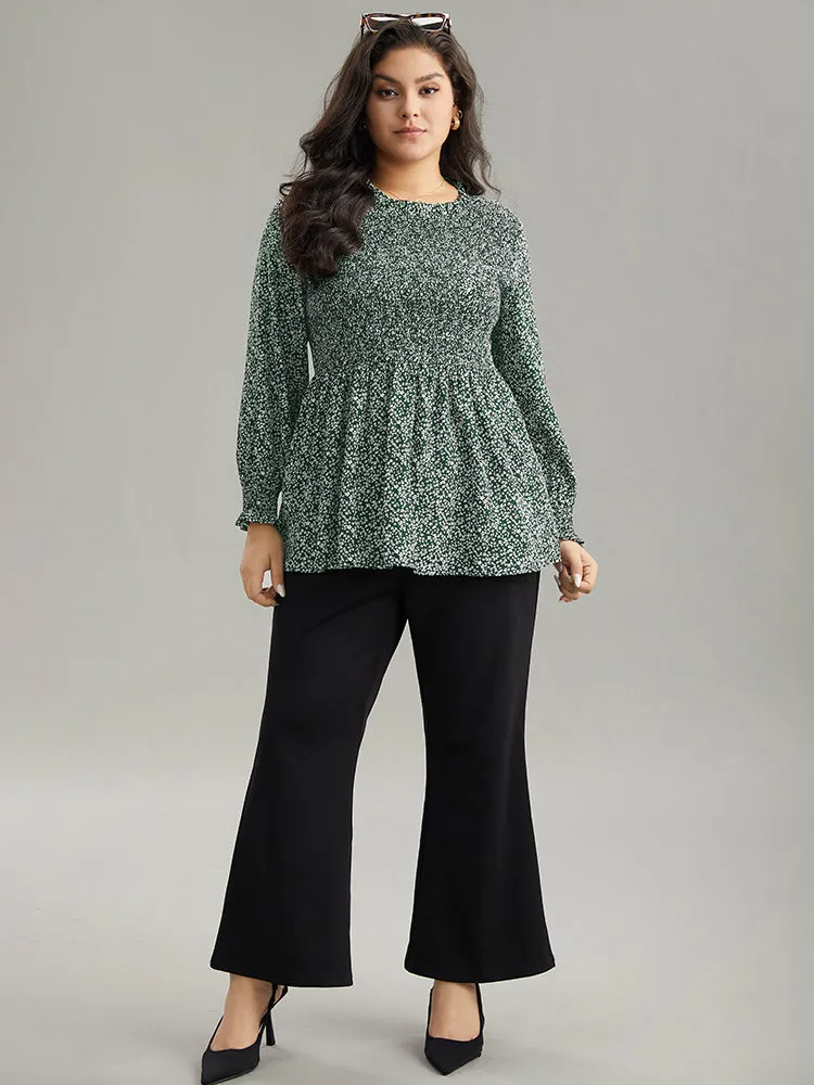 Ditsy Floral Stand Collar Shirred Frill Trim Blouse sold by Bloomchic product image thumbnail 3