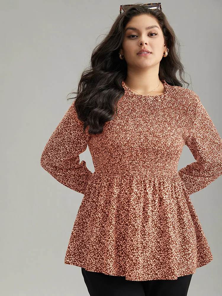 Ditsy Floral Stand Collar Shirred Frill Trim Blouse sold by Bloomchic product image thumbnail 5