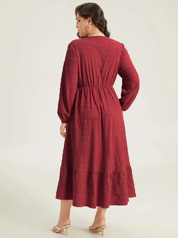 Solid Shirred Plisse Flutter Hem Dress sold by Bloomchic product image thumbnail 2