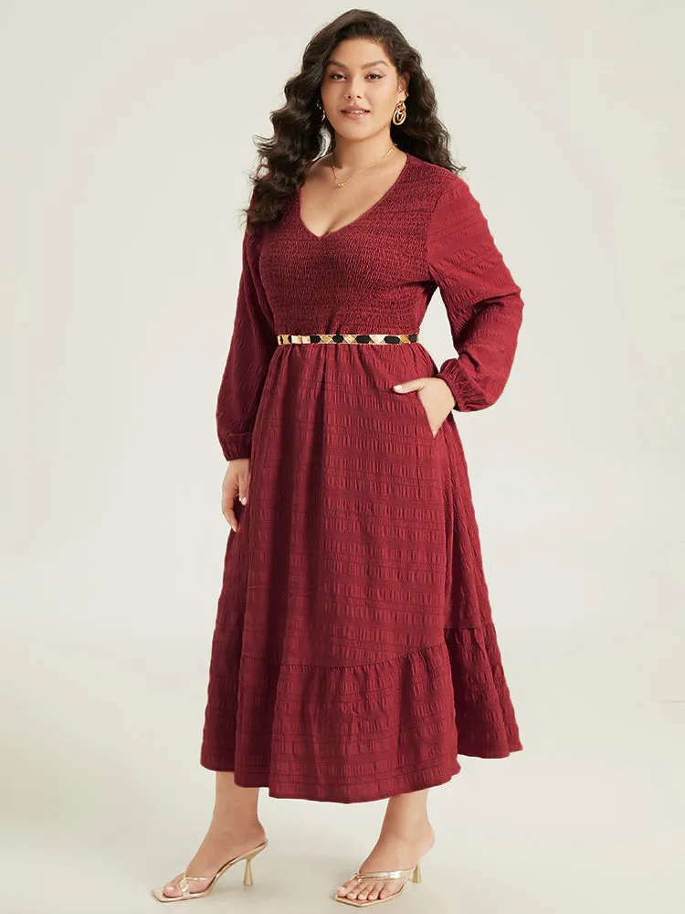 Solid Shirred Plisse Flutter Hem Dress sold by Bloomchic product image thumbnail 4