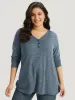 Heather Button Up Long Sleeve T-shirt sold by Bloomchic
