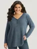 Heather Button Up Long Sleeve T-shirt sold by Bloomchic